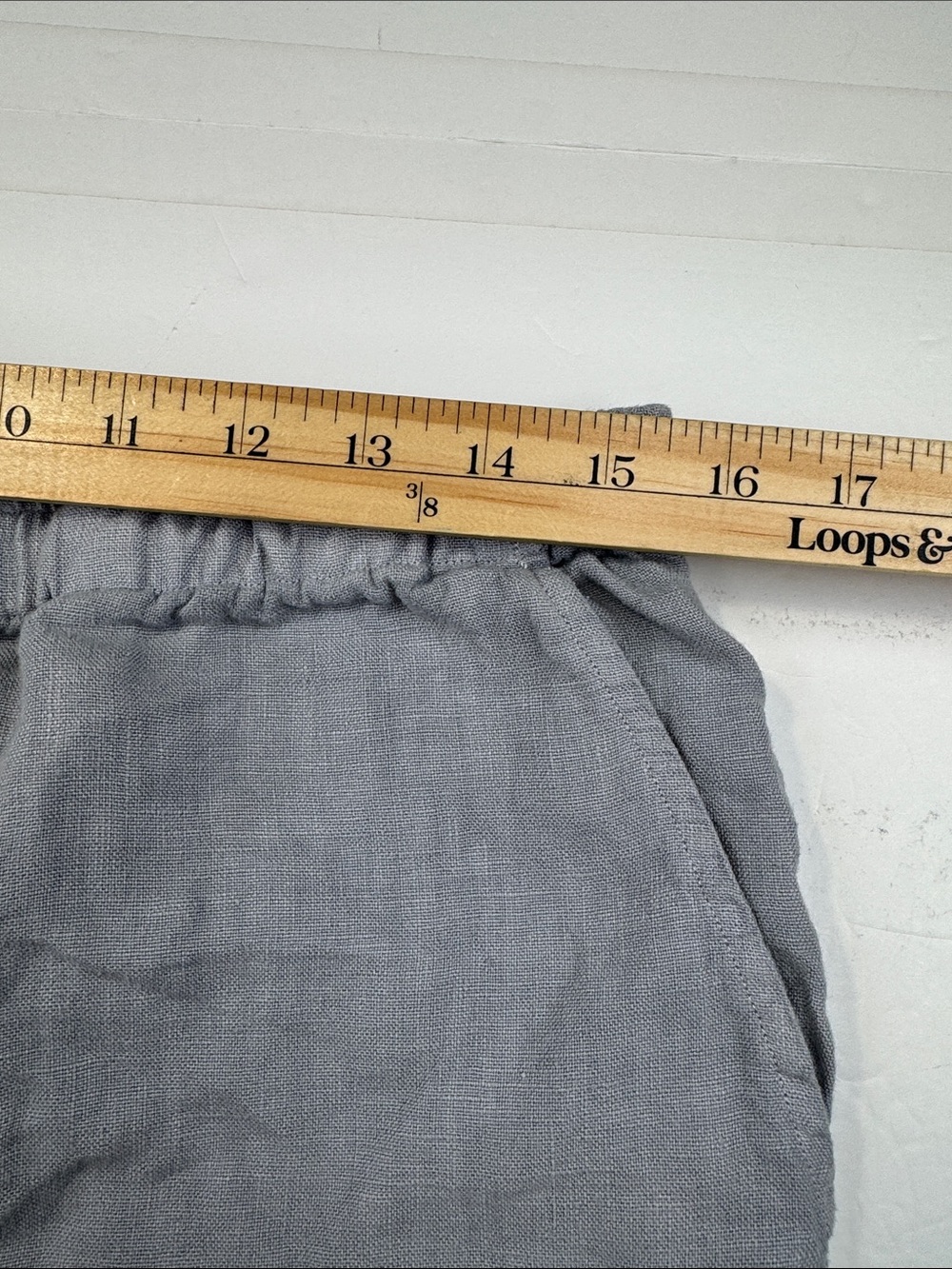 Alex Crane Bo Shorts Men Large Blue 100% Linen Striped Relax Drawstring Pockets - Picture 13 of 15